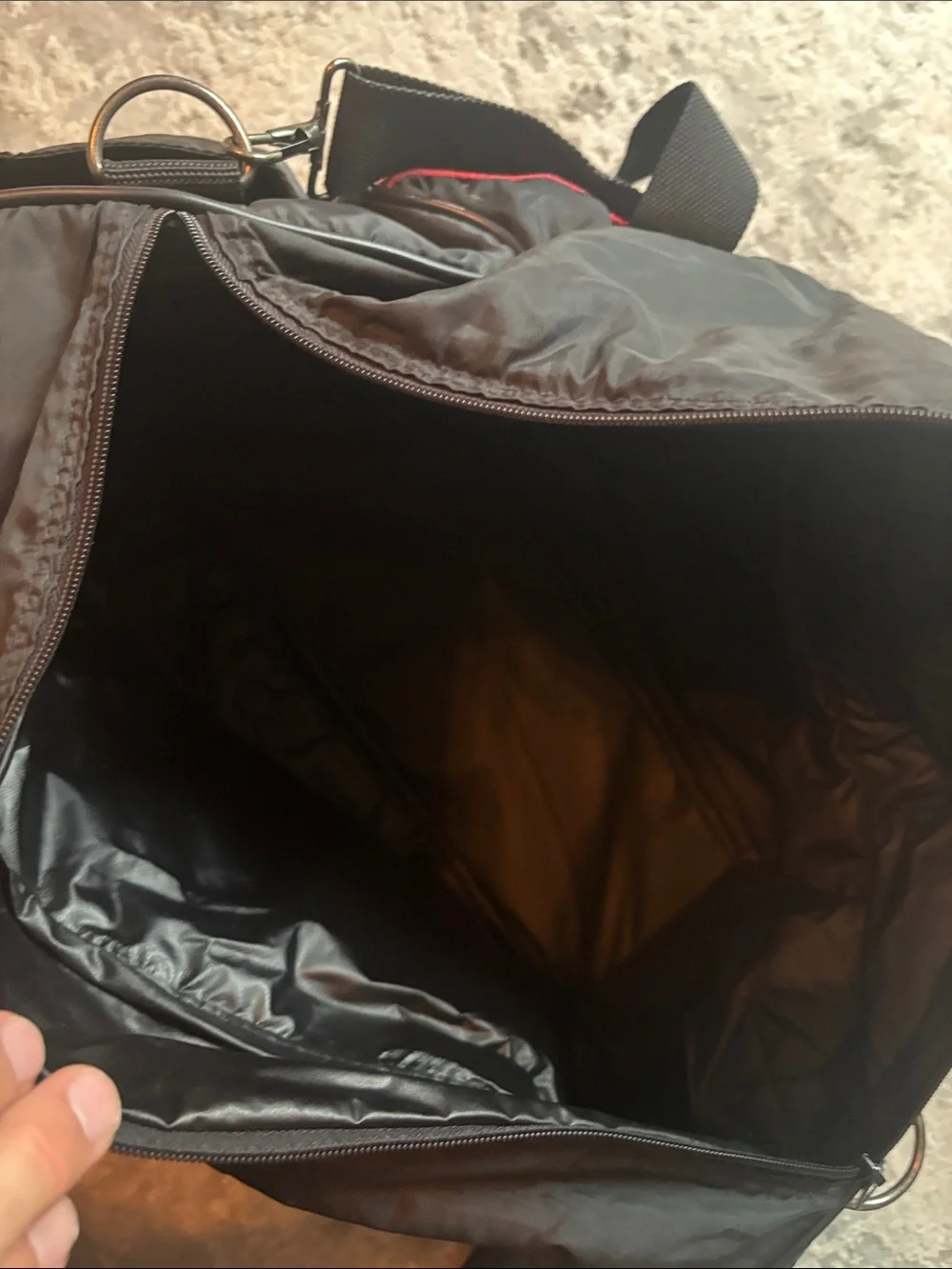 RETRO VINTAGE Dunlop Black Duffel Bag with Red and Yellow Stripe